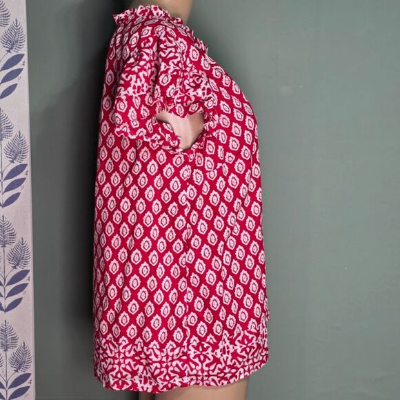 Vineyard Vines Lighthouse Red Tile Ruffle Top - Ruffle Sleeve - Size [M] - Picture 6 of 8